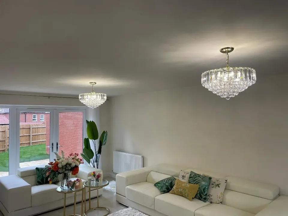Lighting installed in the lounge of a new-build home
