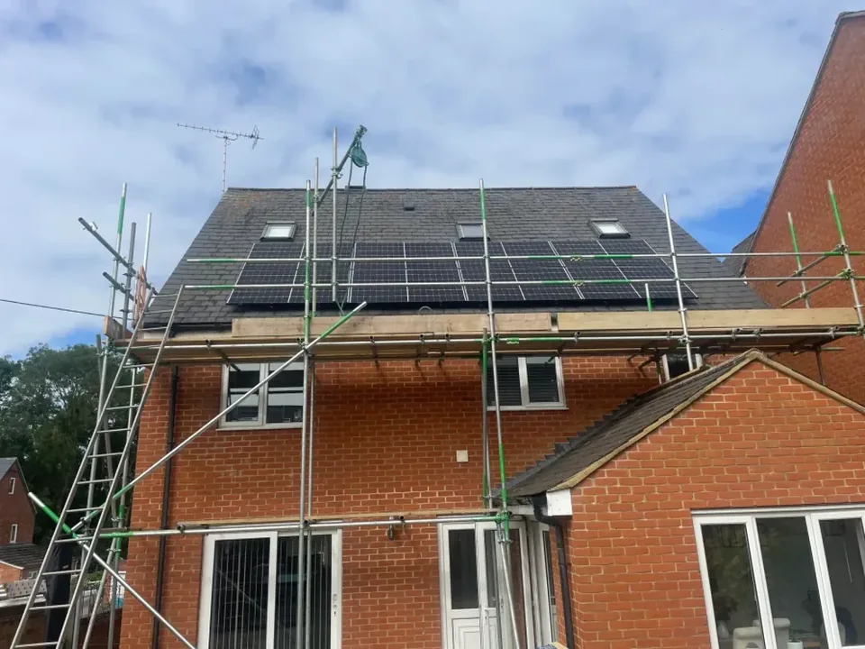 Solar panels installed on a domestic roof in Northampton